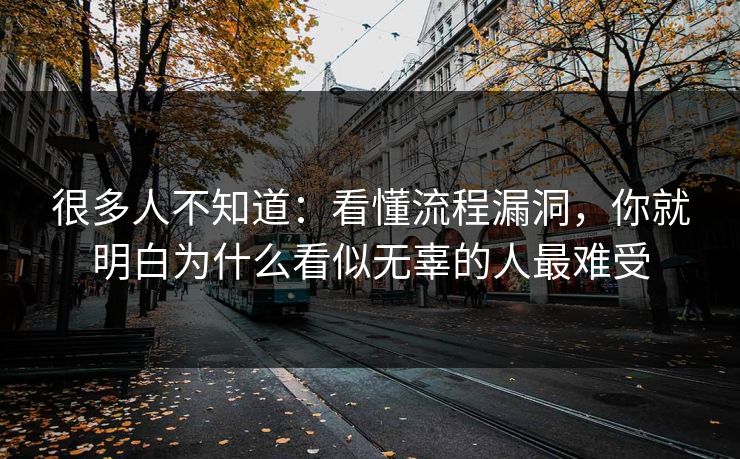 很多人不知道：看懂流程漏洞，你就明白为什么看似无辜的人最难受